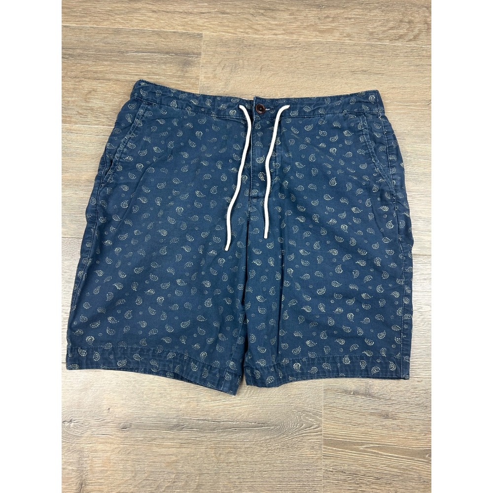 Abercrombie & Fitch Mens Navy Blue Paisley Drawstring Shorts Size Medium